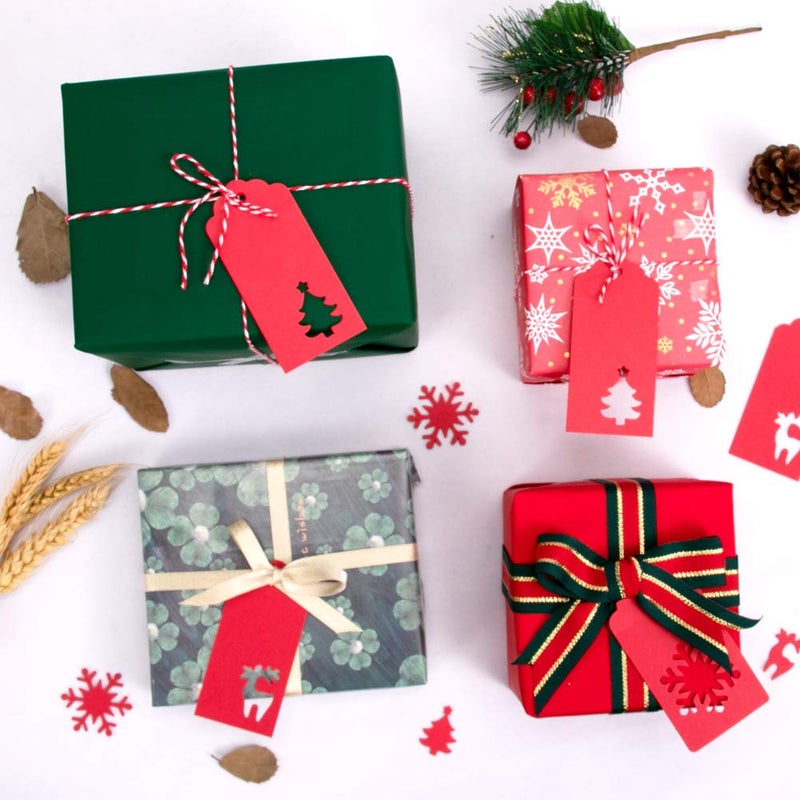 Tonak Gift Tags with Holes Present Wrap Tag Paper Small Xmas Gift Tags with Twine Vintage Gift Labels Christmas Tags Bulk 100pcs - Image 3